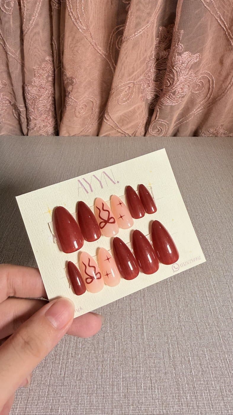 Cherry Kiss — Design #8 press-on nails by AYYN. PKR 700
