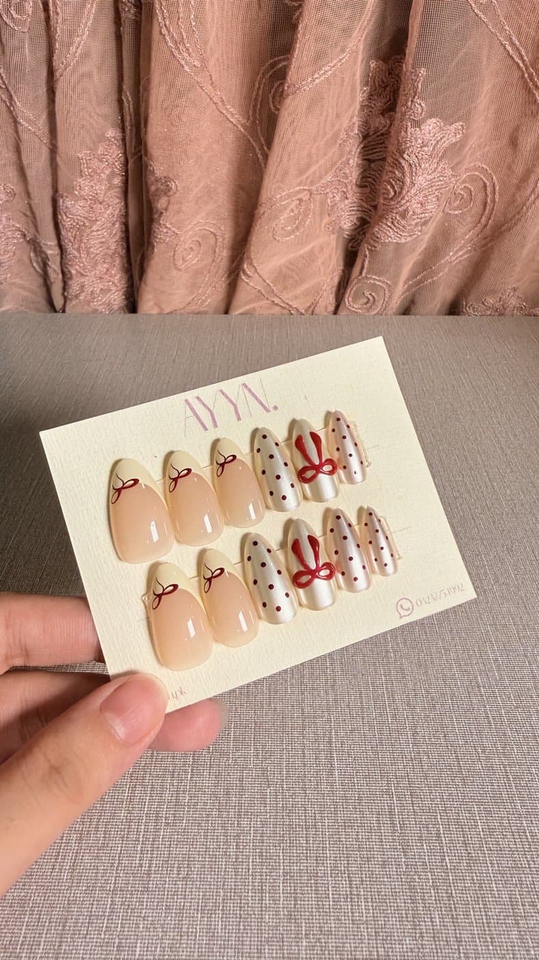 Coquette Bow — Design #9 press-on nails by AYYN. PKR 750