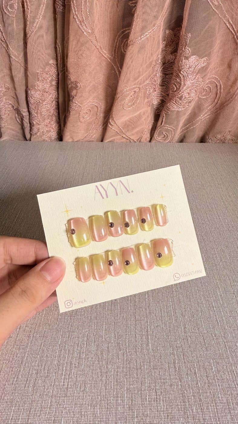 Matcha Blush — Design #3 press-on nails by AYYN. PKR 600