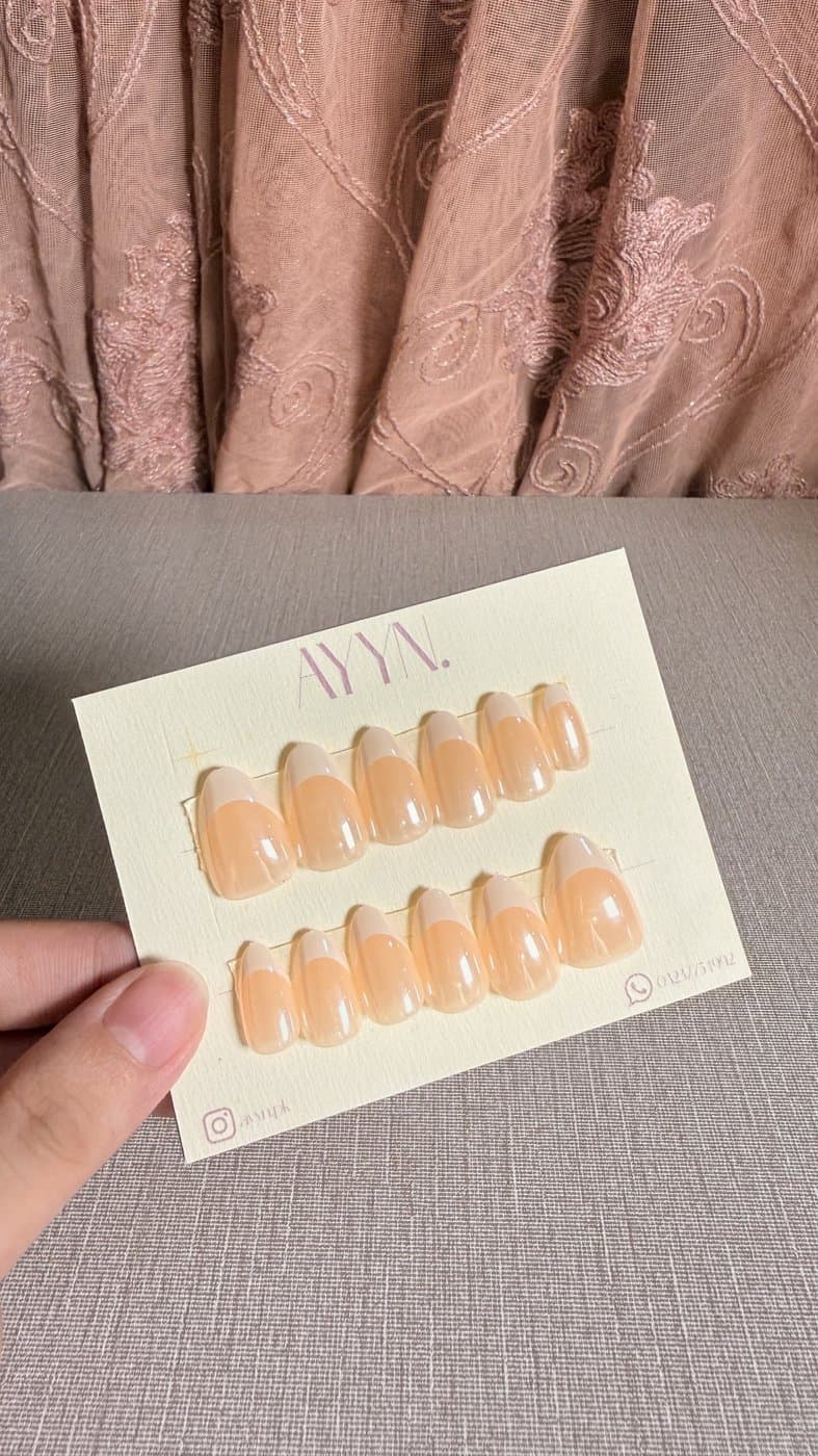 Peachy French Glaze — Design #17 press-on nails by AYYN. PKR 700