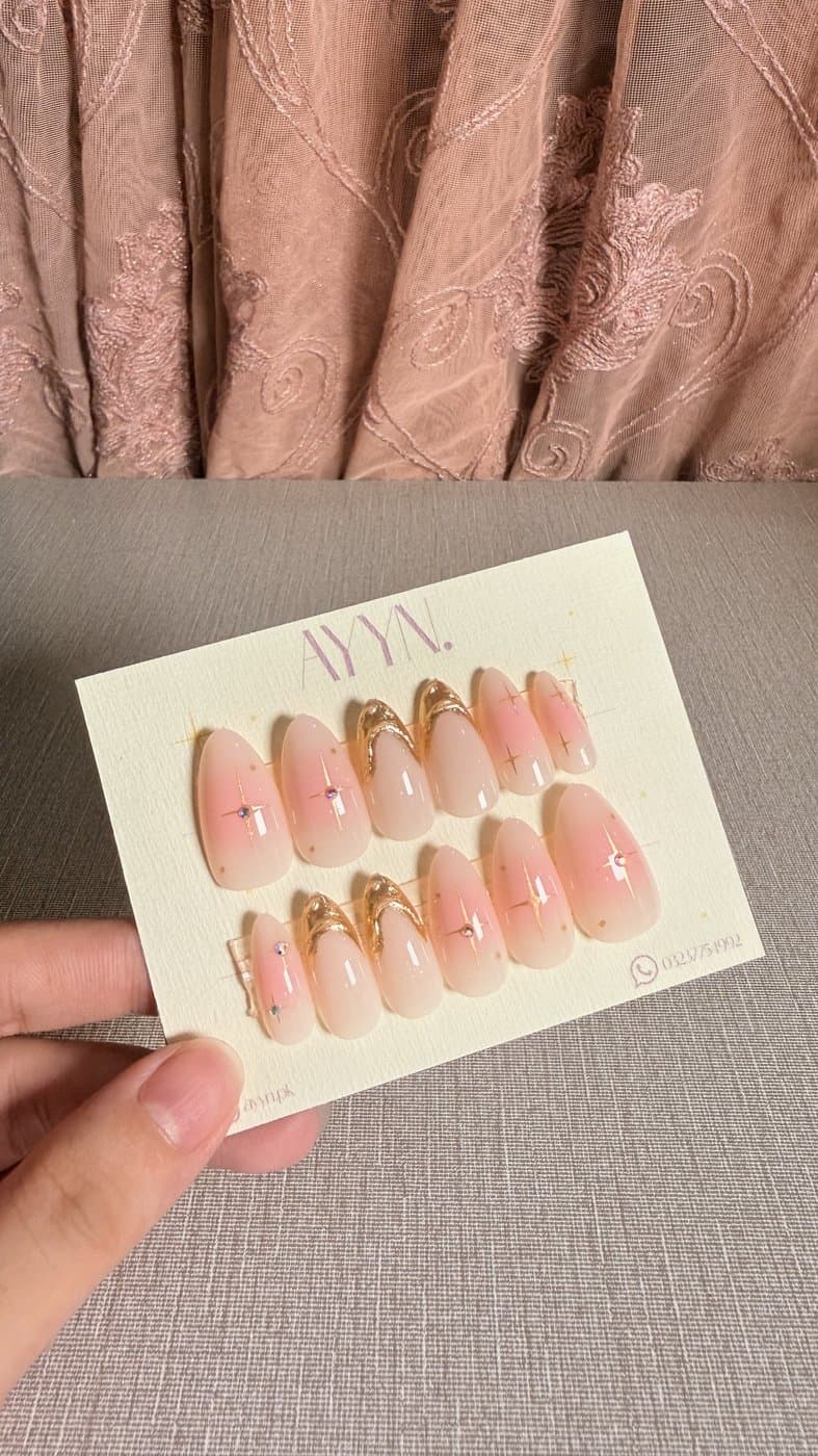 Pink Champagne — Design #16 press-on nails by AYYN. PKR 800