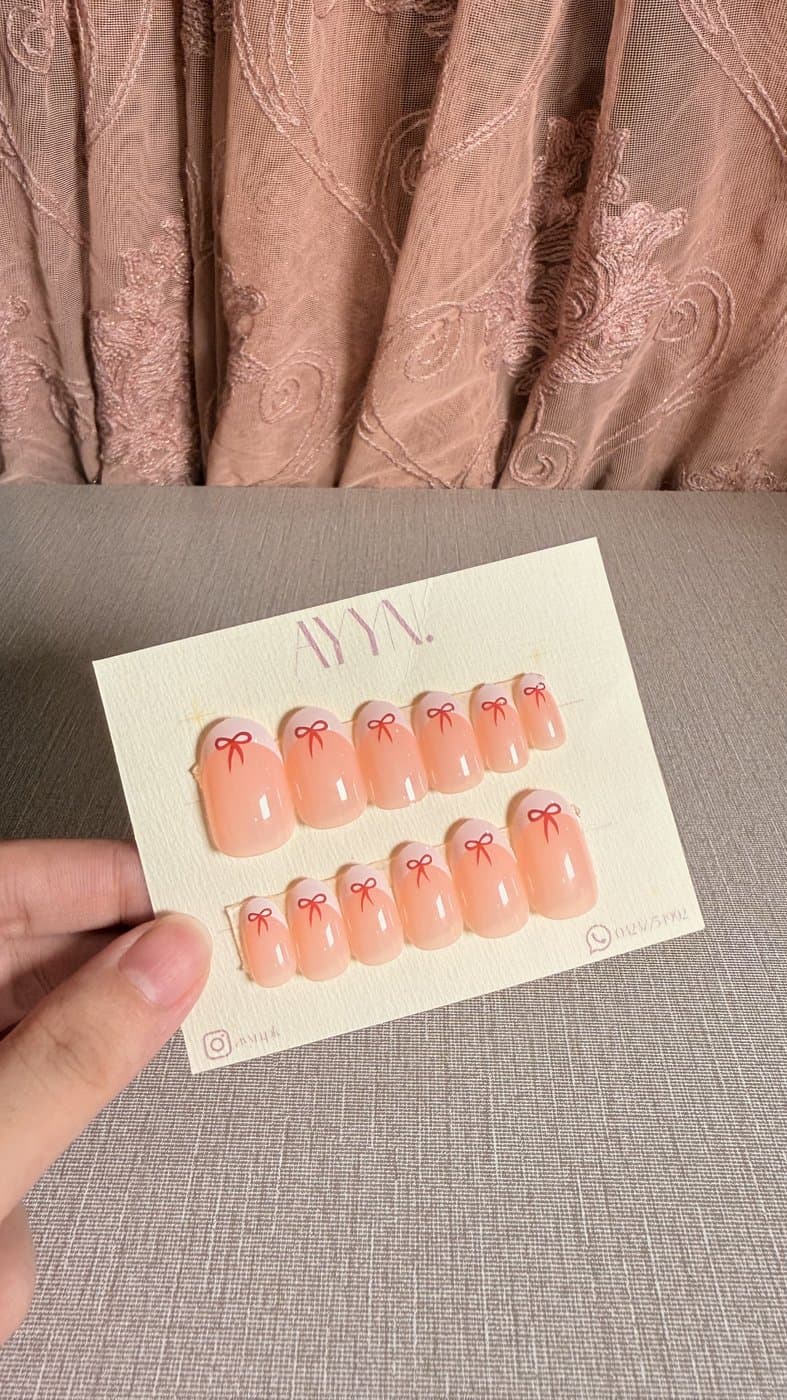 Ribbon Rose — Design #11 press-on nails by AYYN. PKR 650